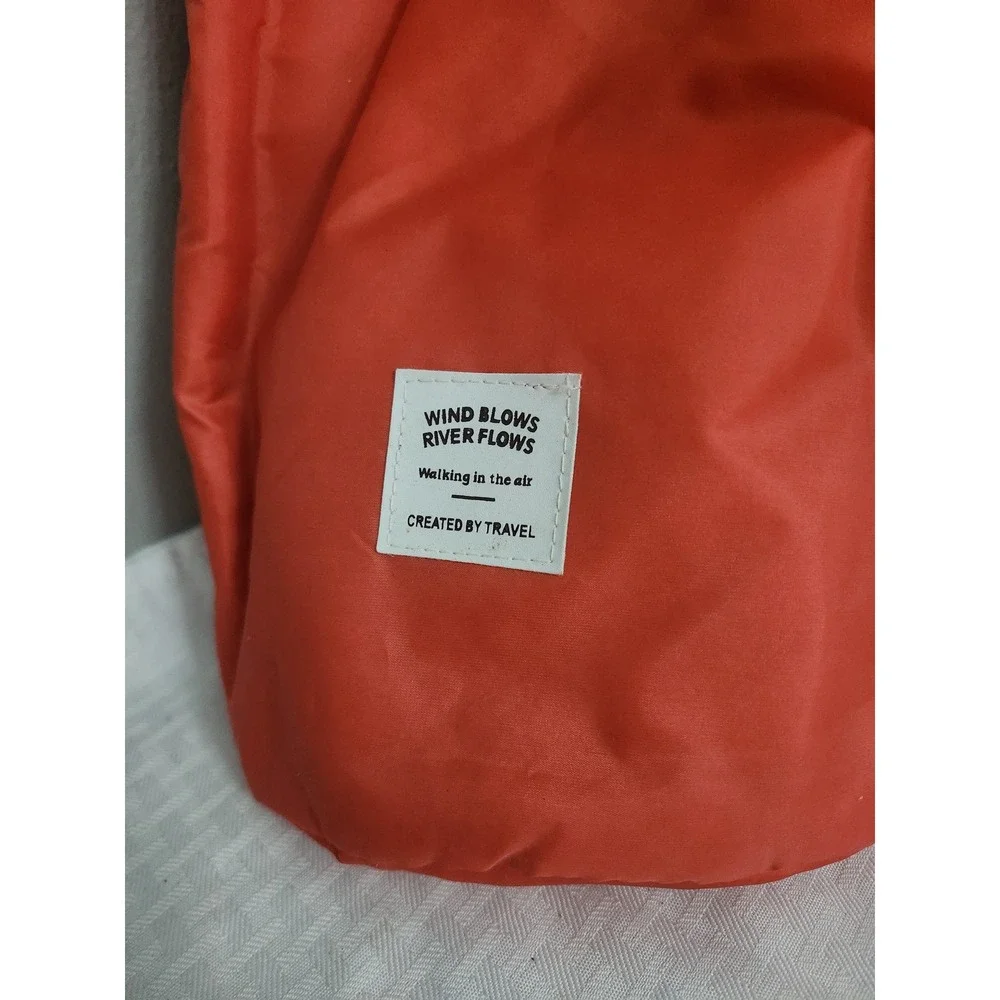 Wind Blows River Flows Travel Drawstring Pouch Orange Toiletry Cosmetic Bag